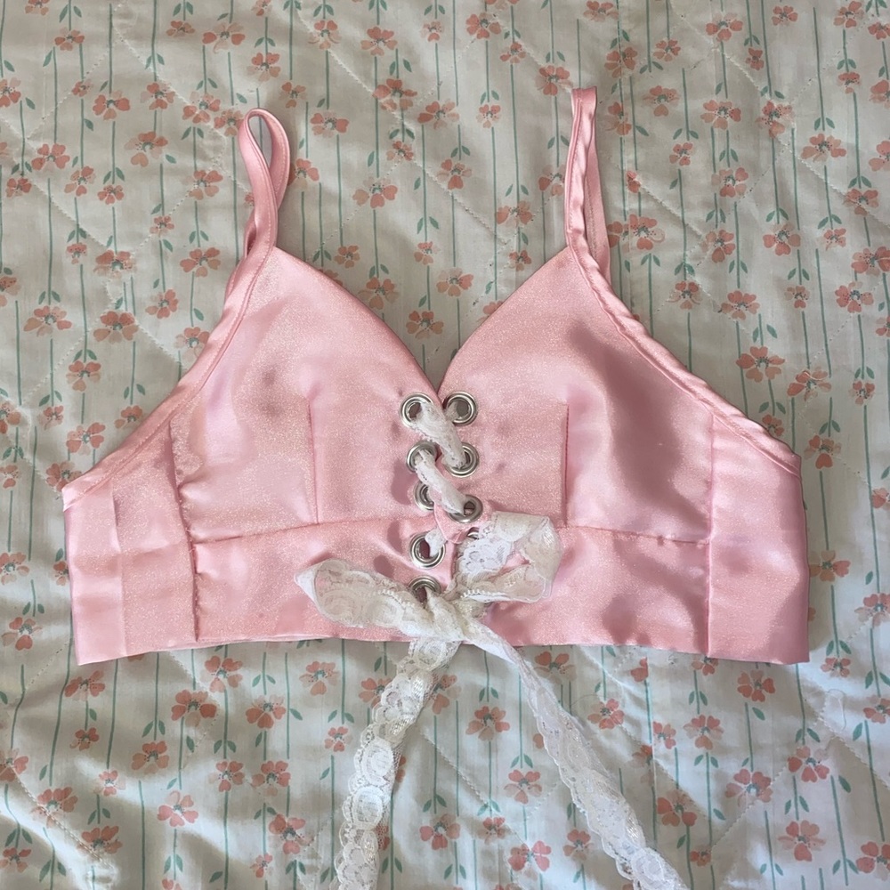 Pink silk bralette